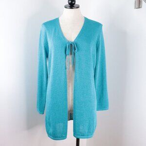 Outfit JPR Women's M Vtg 90's Y2K Turquoise Blue Knit Tie-Front Cardigan Sweater